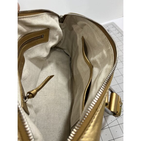 Michael Kors Gold Metallic Double Handle Buckle Handbag Purse VG++ - Picture 6 of 9